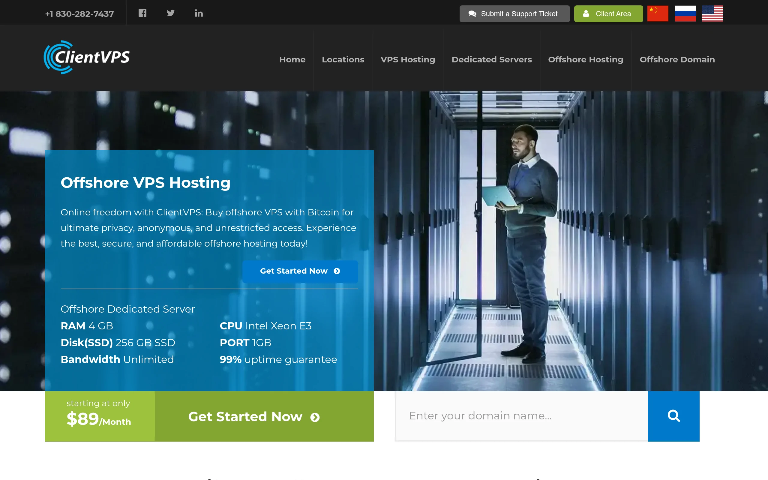 ClientVPS Offshore Web Hosting Interface